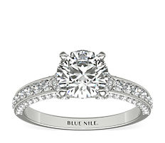 Blue Nile Studio Imperial Micropavé Diamond Engagement Ring in Platinum (3/8 ct. tw.)